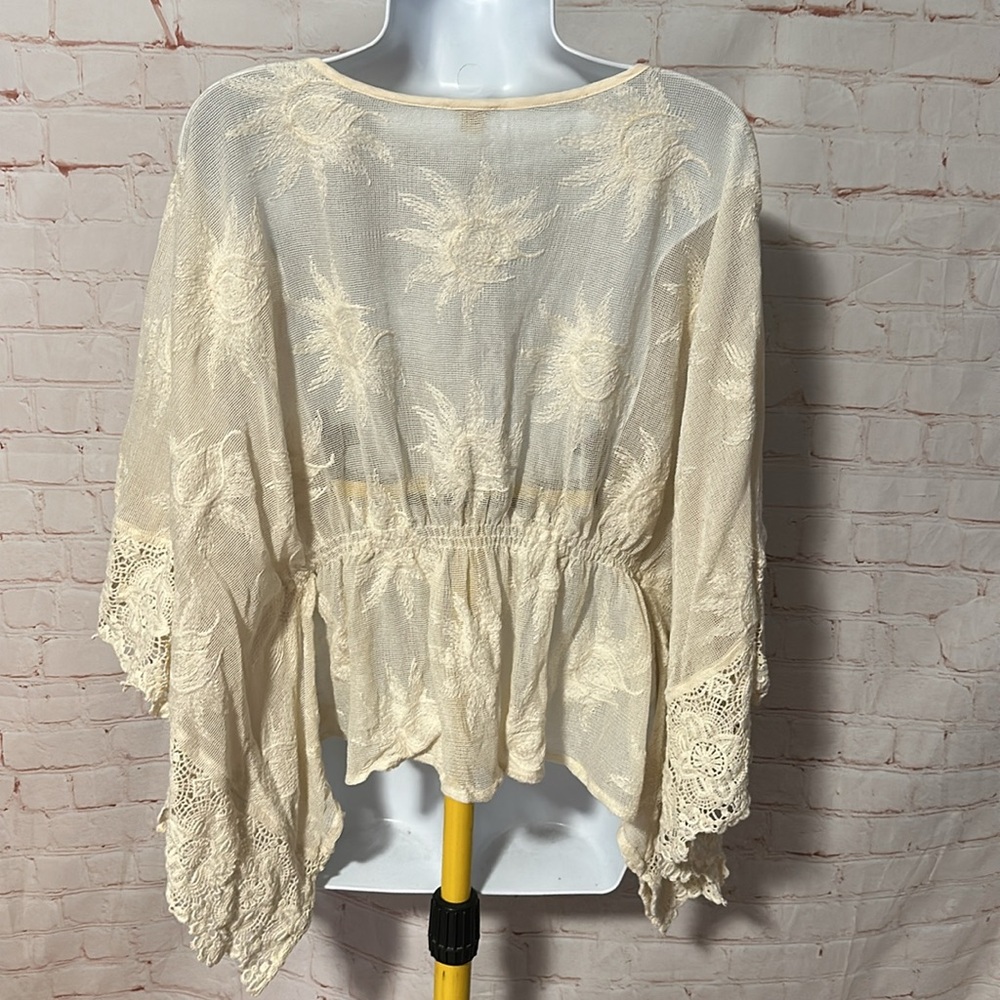 Anthropologie Lace Crochet Boho Top Cinch Waist Sz S - Picture 2 of 8